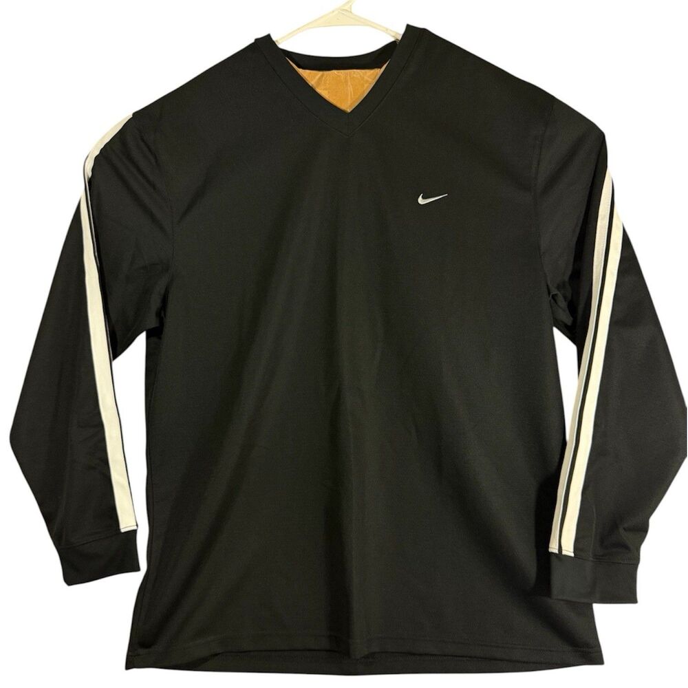 Vintage Nike Shirt Mens Size XL Black Long Sleeve Athletic Swoosh Logo Soccer